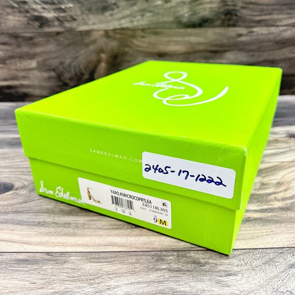 NIB Sam Edelman 9M Yaro Leather Ankle Strap Block Heel Sandals Kiwi - Picture 13 of 13